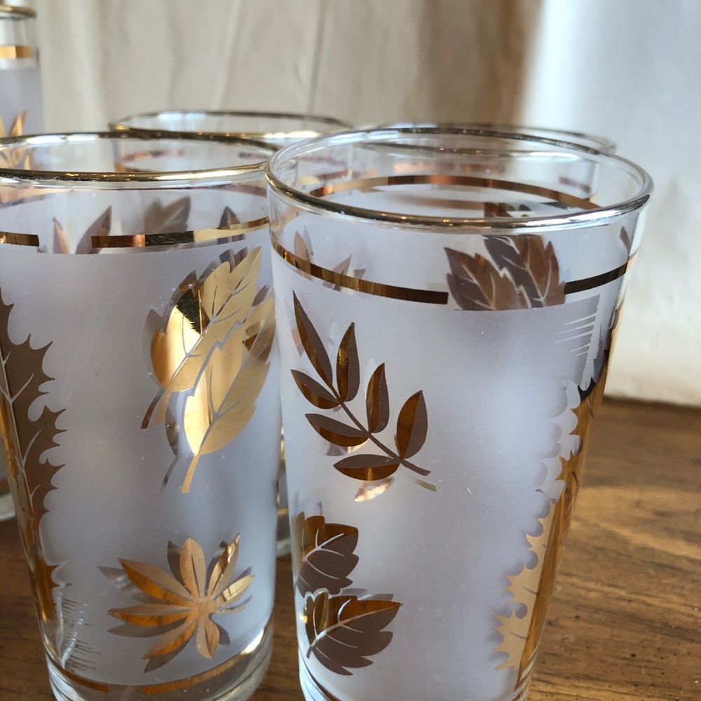 Vintage Golden leaves 🍁 Group of Glasses - Picture 6 of 6